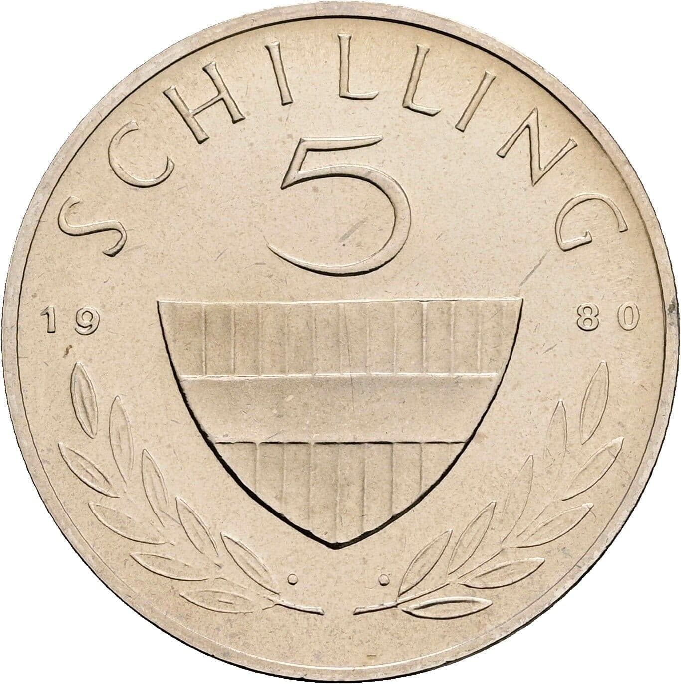 5 Schilling 1980 – Vorderseite