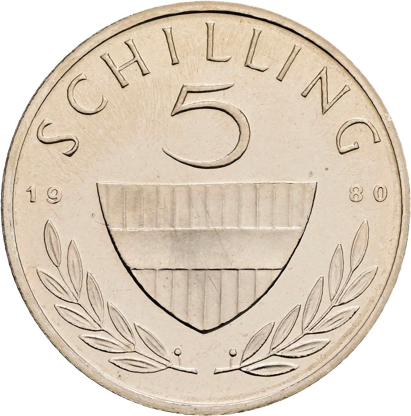 5 Schilling 1980 – Vorderseite