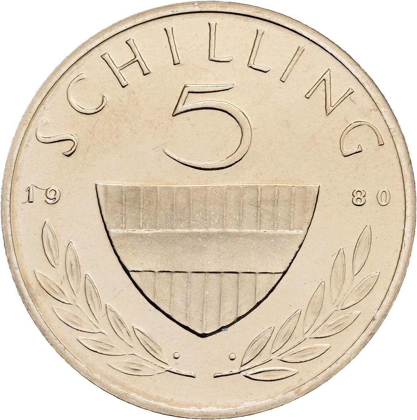 5 Schilling 1980 – Vorderseite