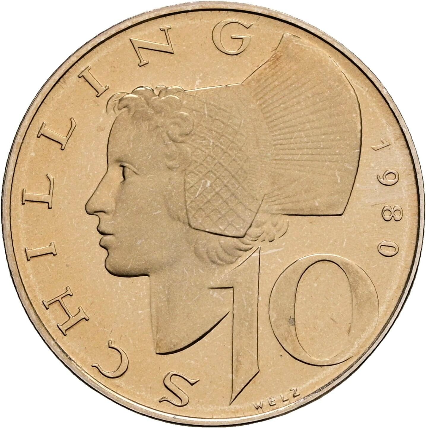10 Schilling 1980 – Vorderseite