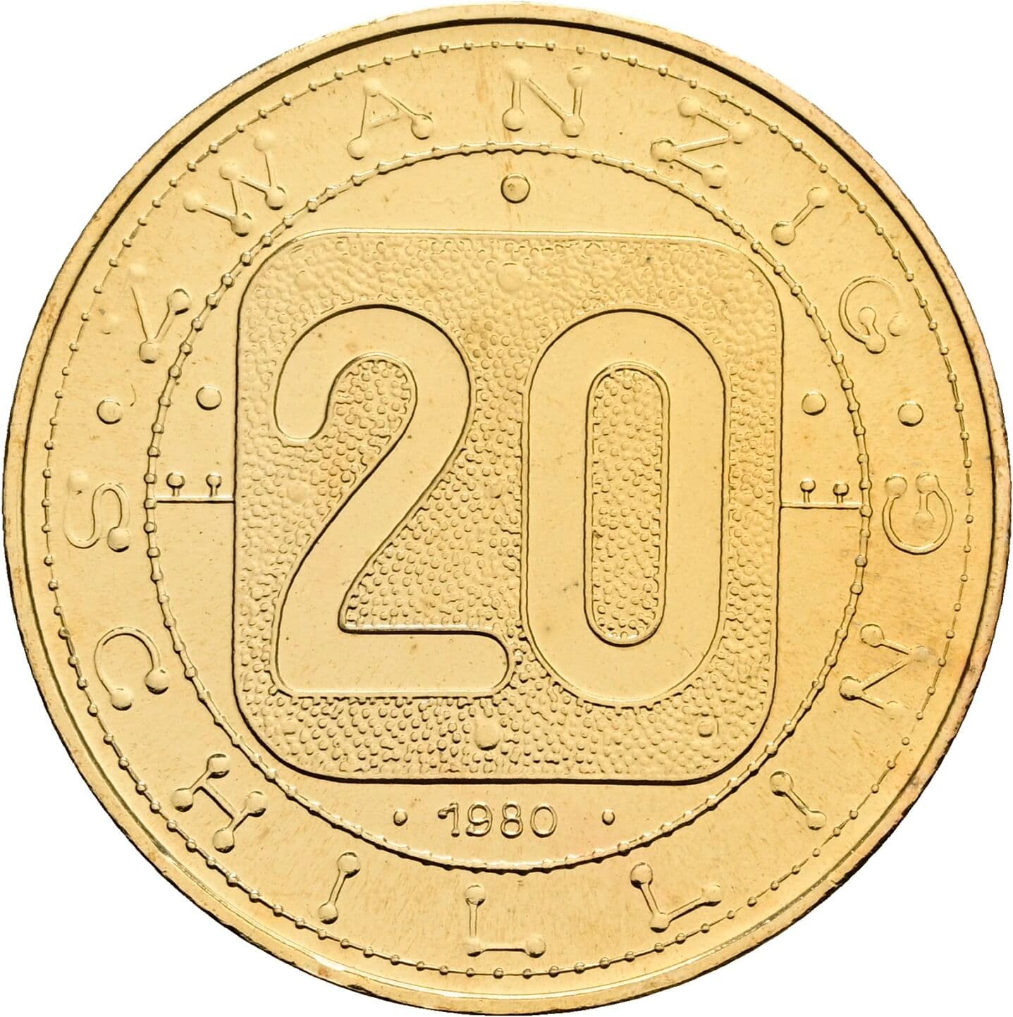 20 Schilling 1980 – Vorderseite