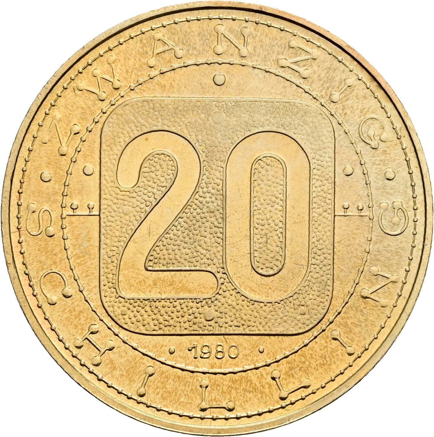 20 Schilling 1980 – Vorderseite