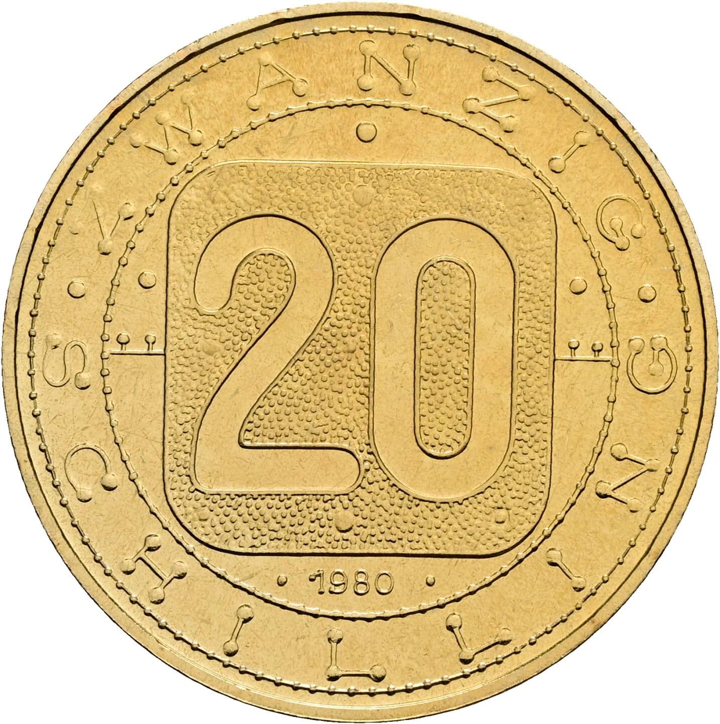 20 Schilling 1980 – Vorderseite
