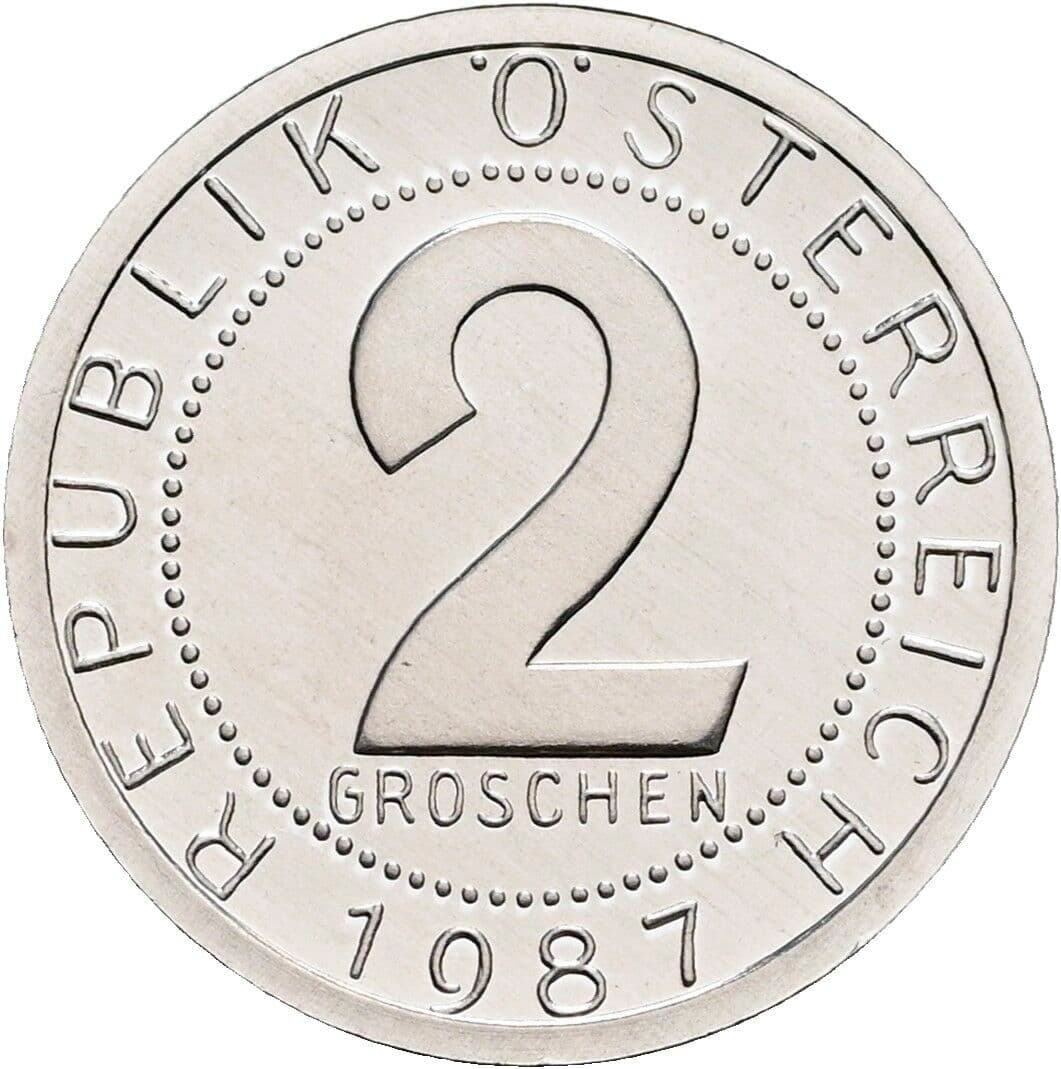 2 Groschen 1987 – Vorderseite