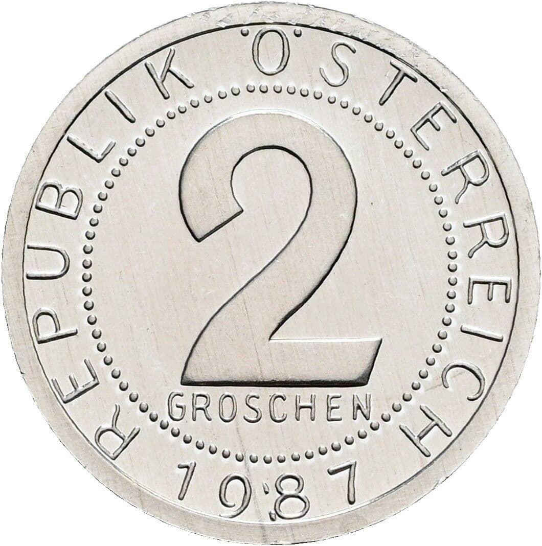 2 Groschen 1987 – Vorderseite