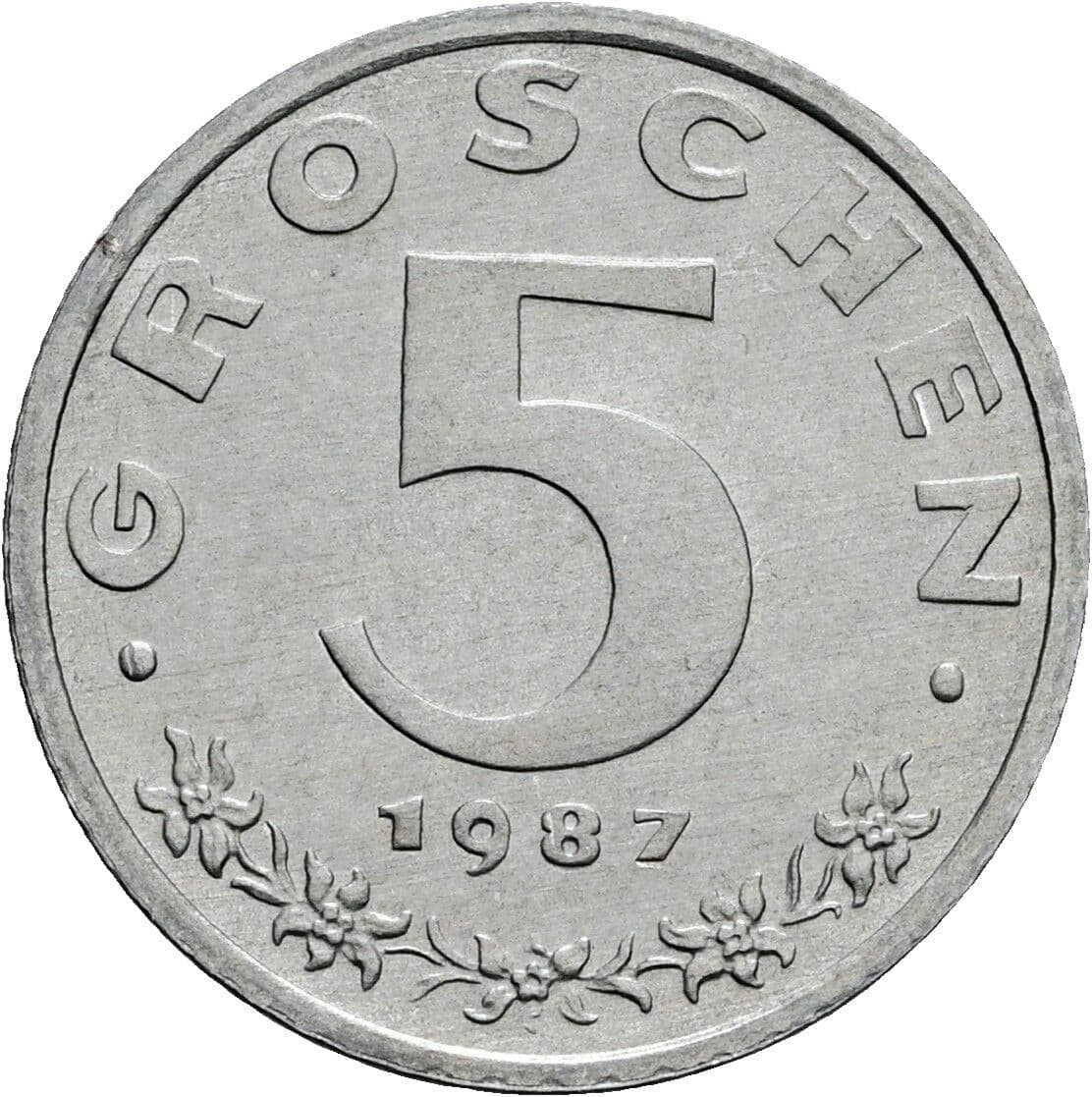 5 Groschen 1987 – Vorderseite