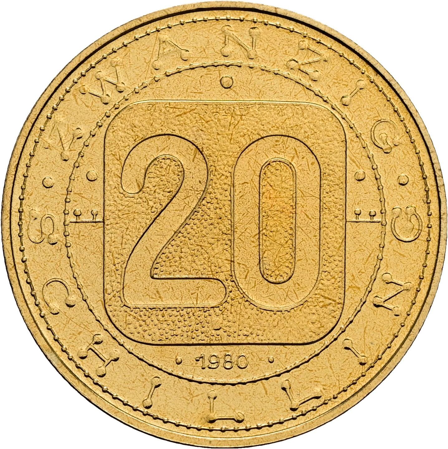 20 Schilling 1980 – Vorderseite