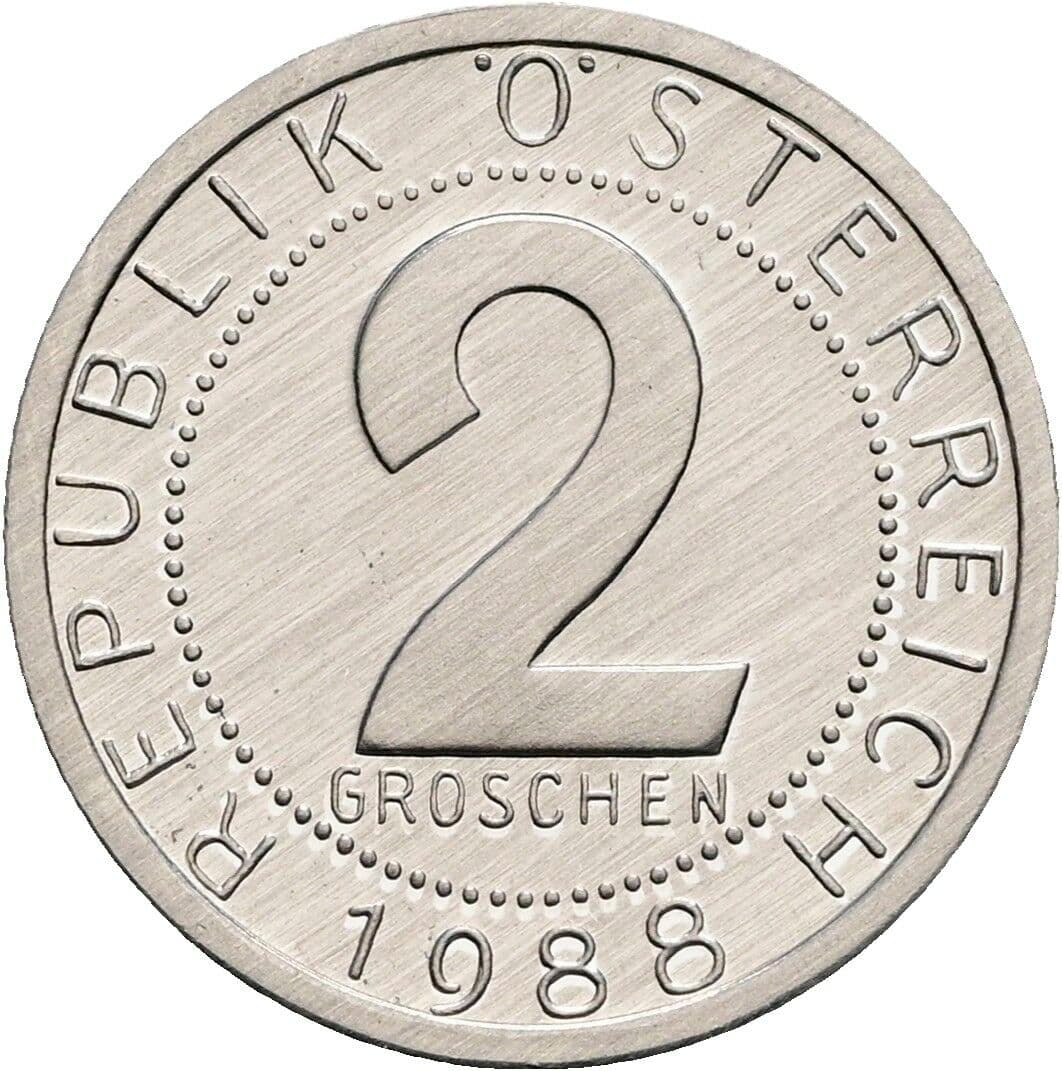 2 Groschen 1988 – Vorderseite