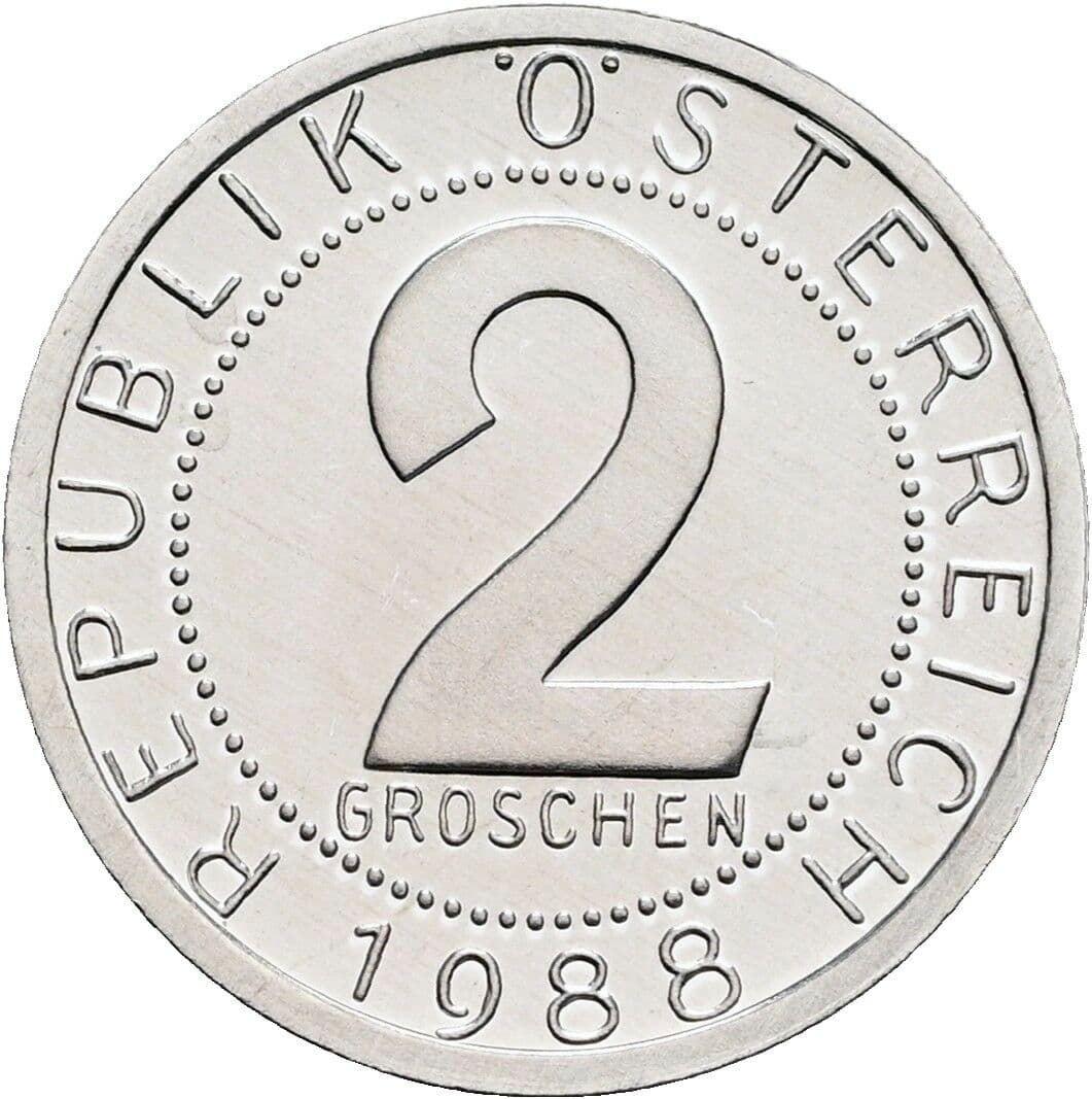 2 Groschen 1988 – Vorderseite