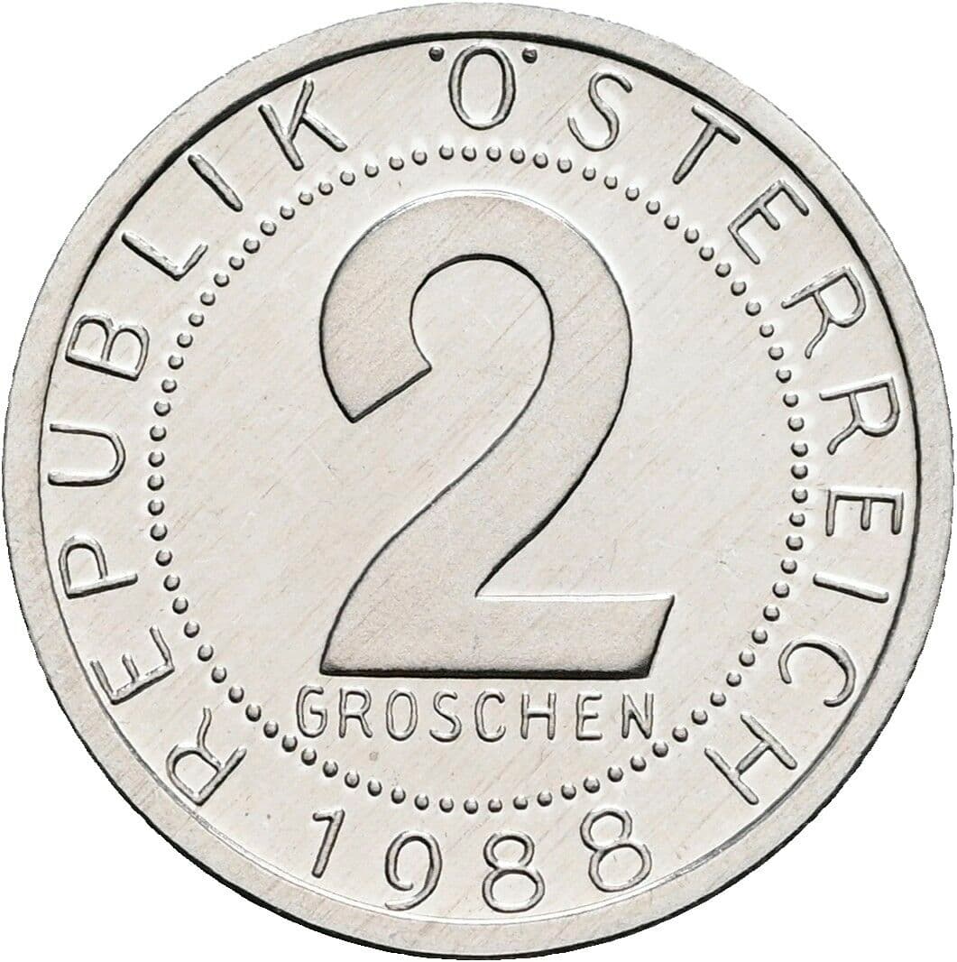 2 Groschen 1988 – Vorderseite