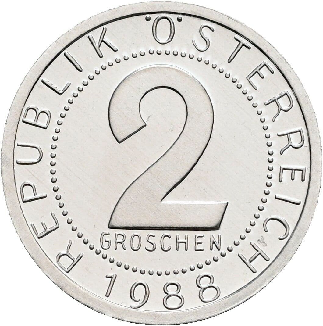 2 Groschen 1988 – Vorderseite