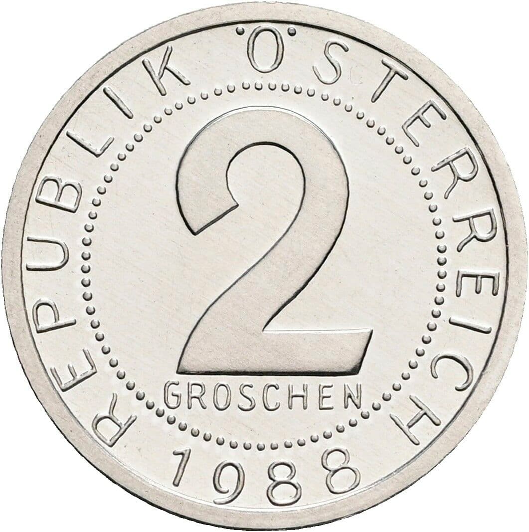 2 Groschen 1988 – Vorderseite