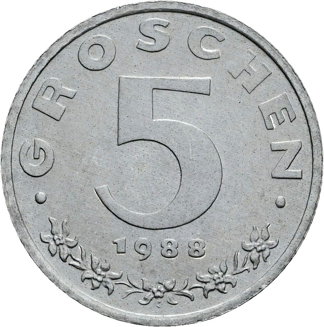 5 Groschen 1988 – Vorderseite