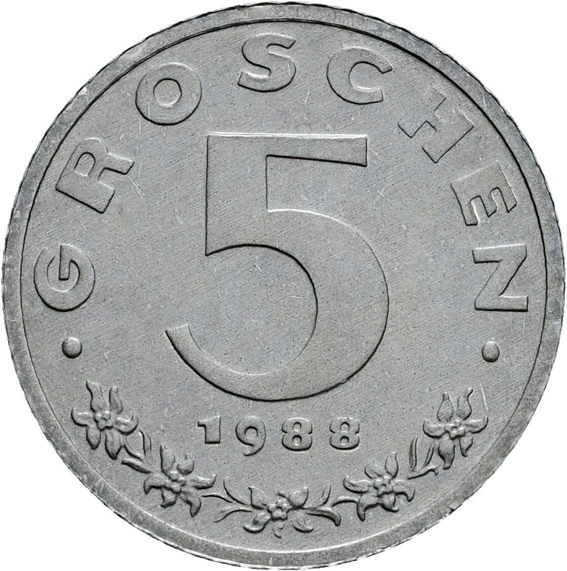 5 Groschen 1988 – Vorderseite