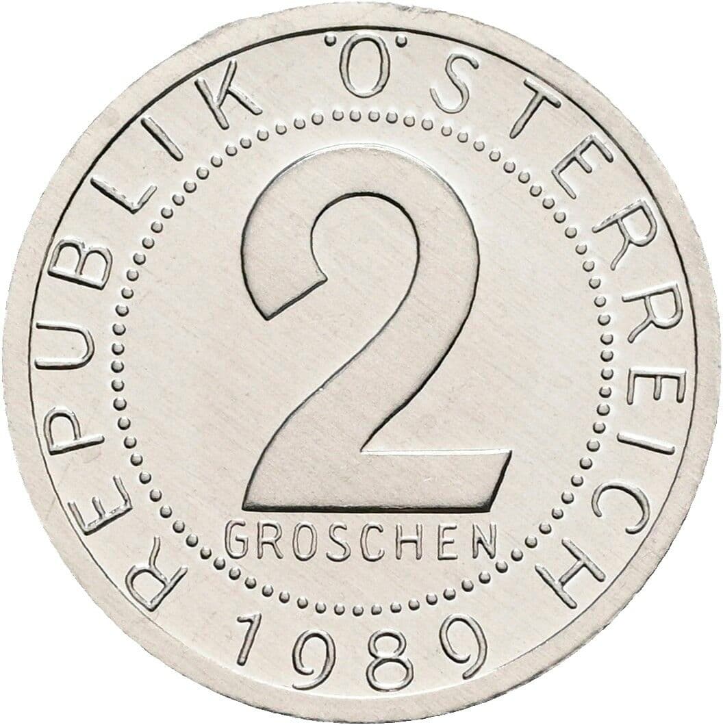 2 Groschen 1989 – Vorderseite