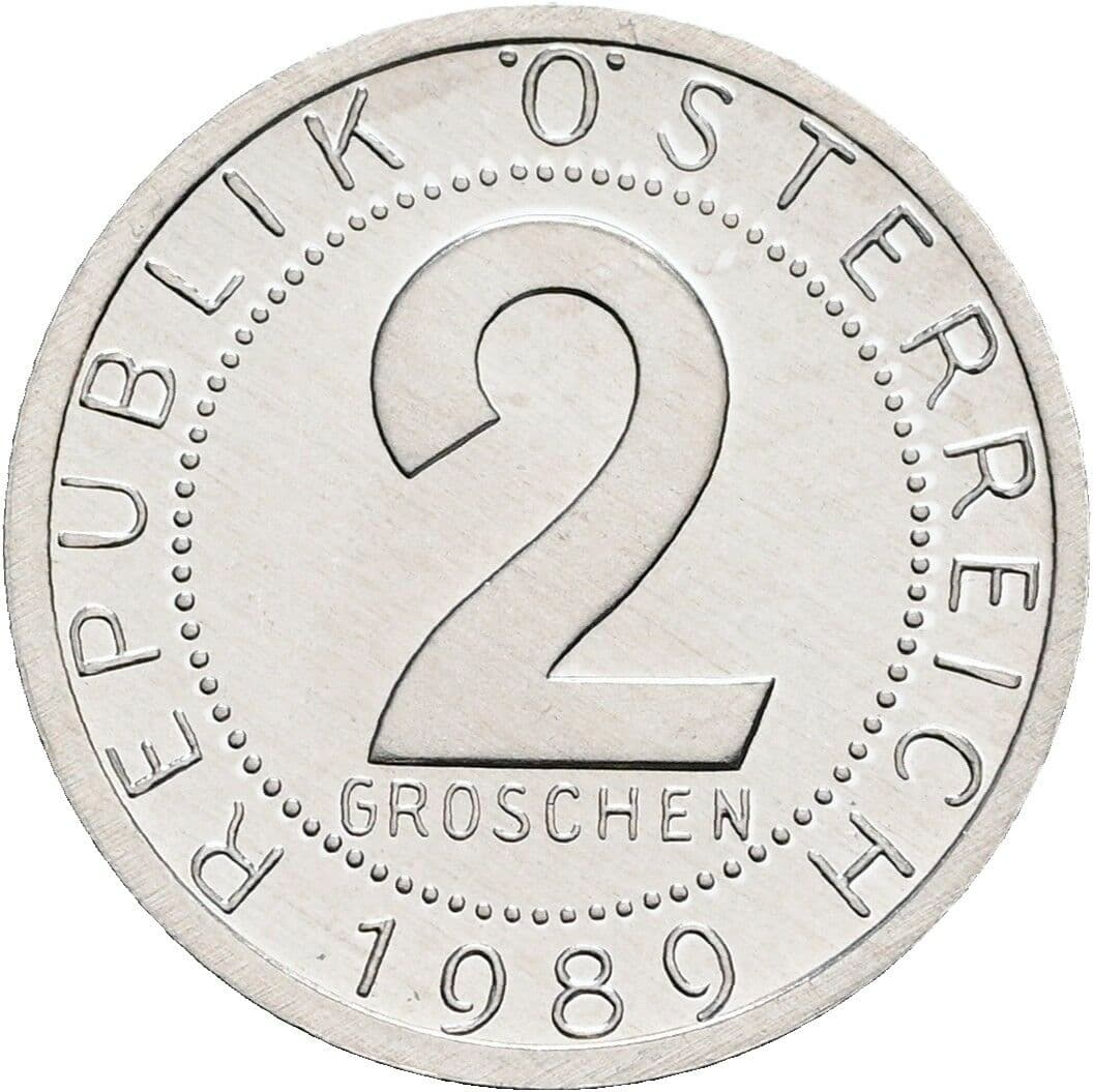 2 Groschen 1989 – Vorderseite