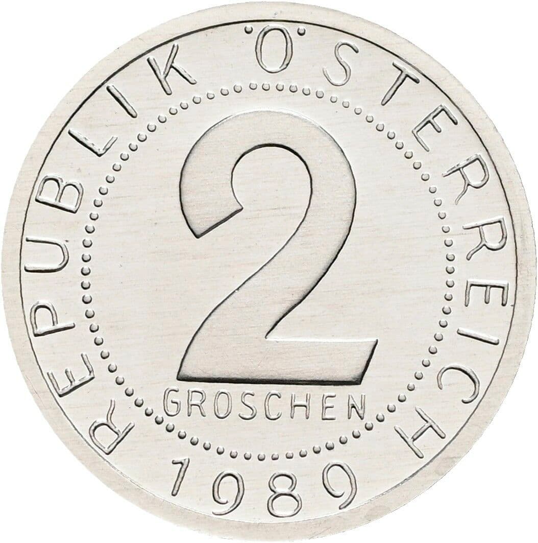 2 Groschen 1989 – Vorderseite