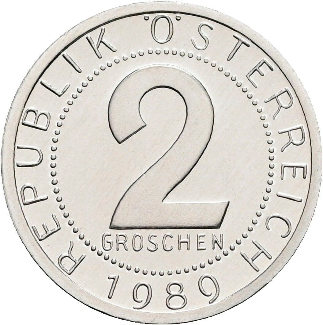 2 Groschen 1989 – Vorderseite