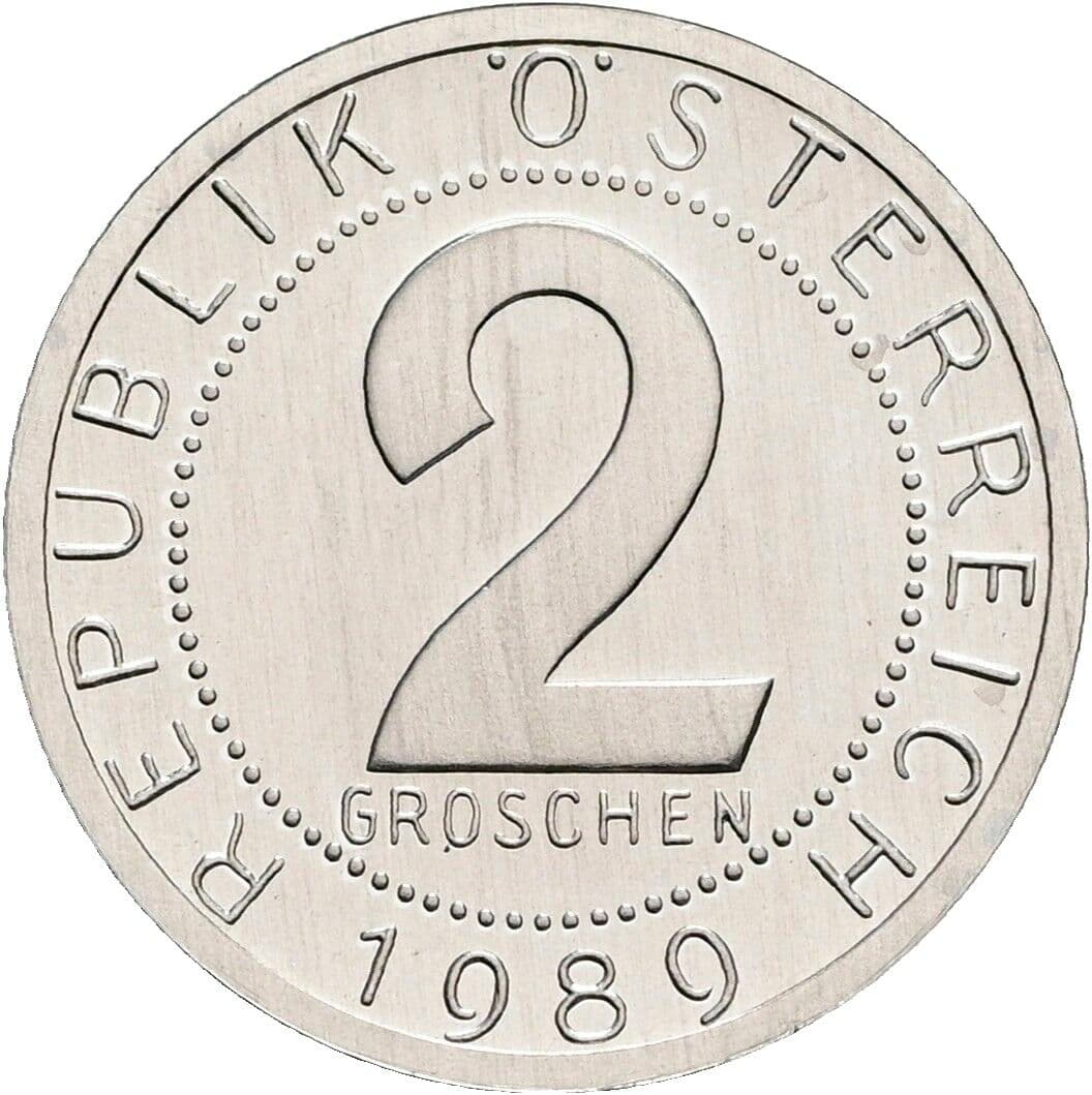 2 Groschen 1989 – Vorderseite