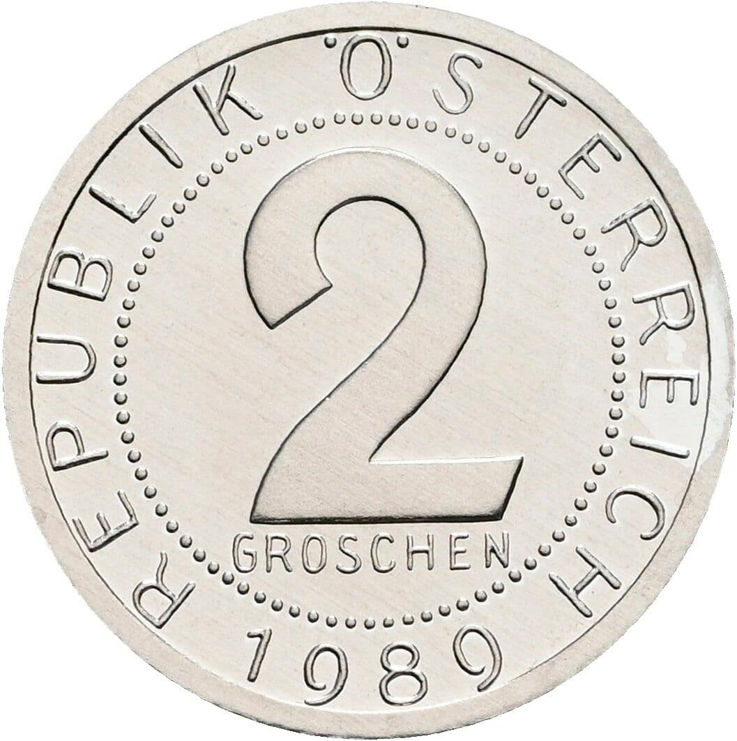 2 Groschen 1989 – Vorderseite