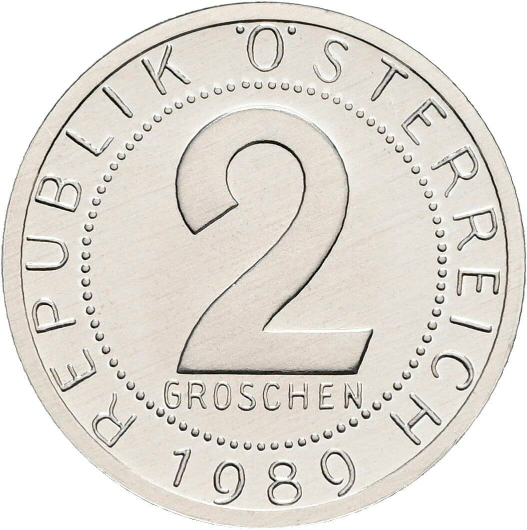 2 Groschen 1989 – Vorderseite