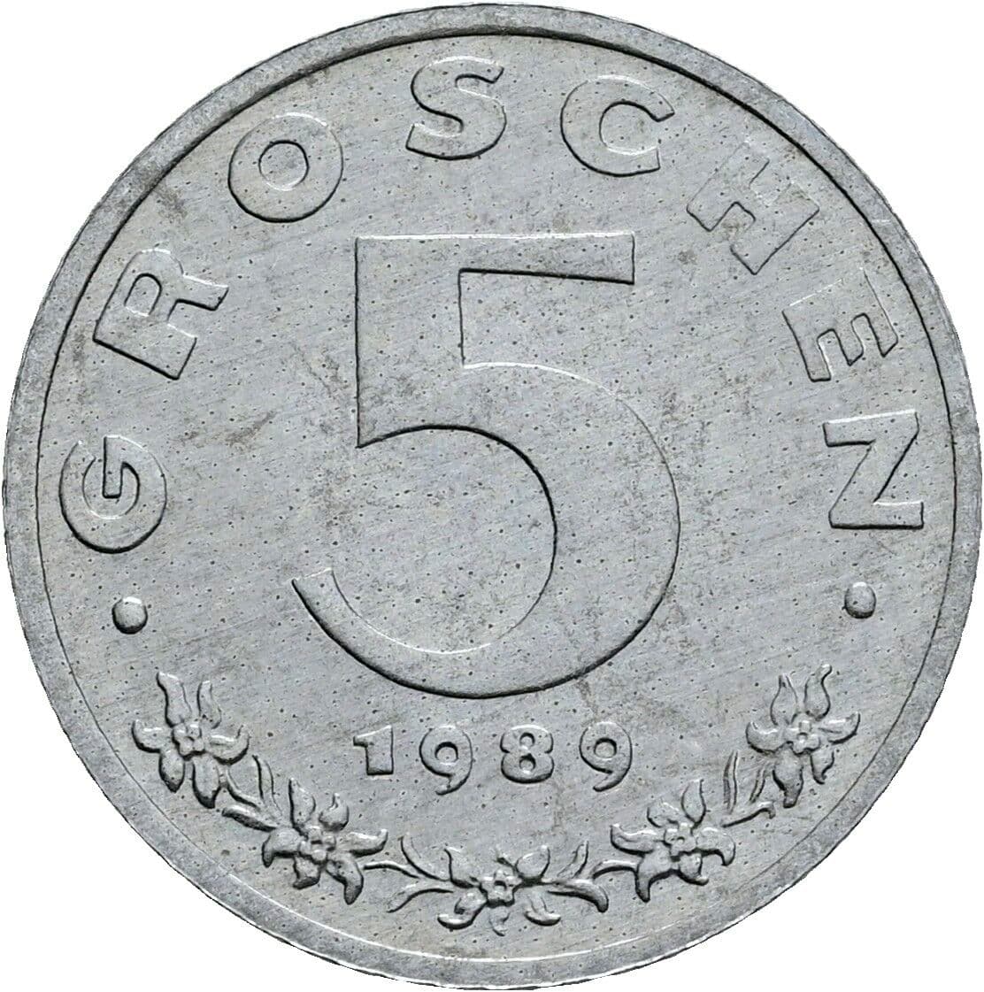 5 Groschen 1989 – Vorderseite