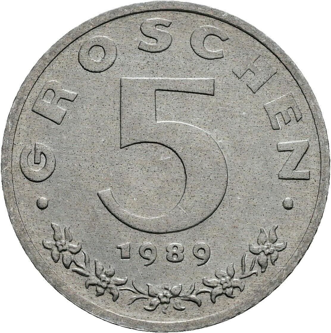 5 Groschen 1989 – Vorderseite