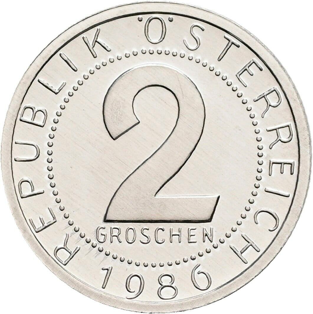 2 Groschen 1986 – Vorderseite