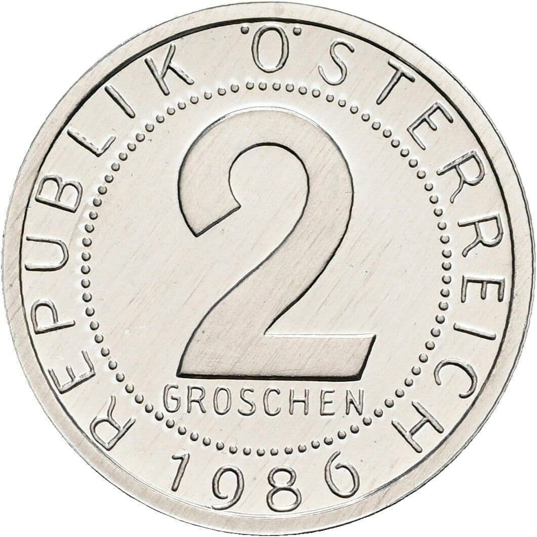 2 Groschen 1986 – Vorderseite