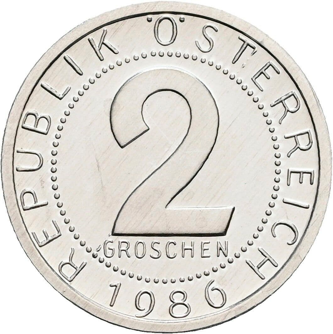 2 Groschen 1986 – Vorderseite