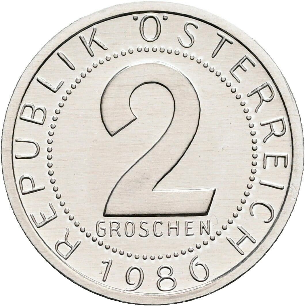 2 Groschen 1986 – Vorderseite