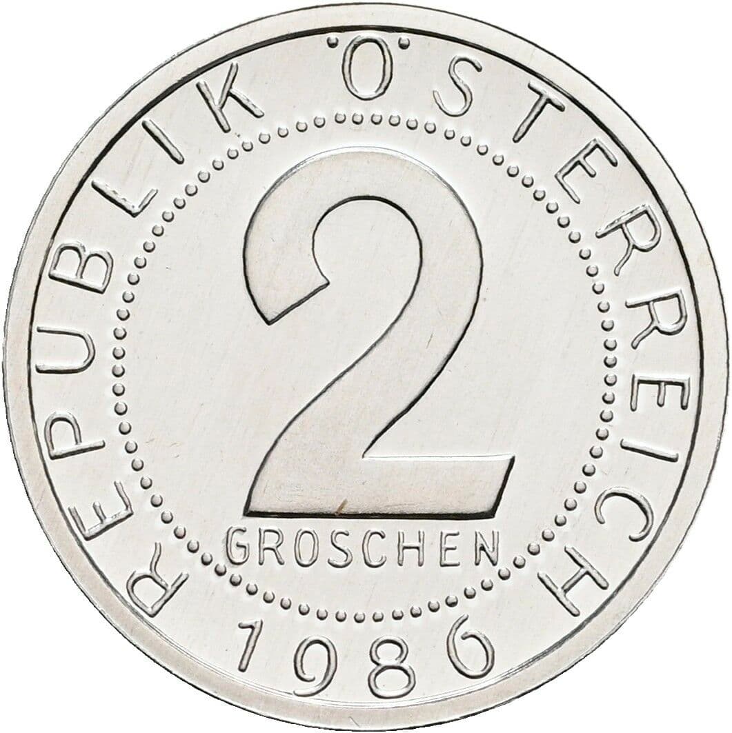 2 Groschen 1986 – Vorderseite
