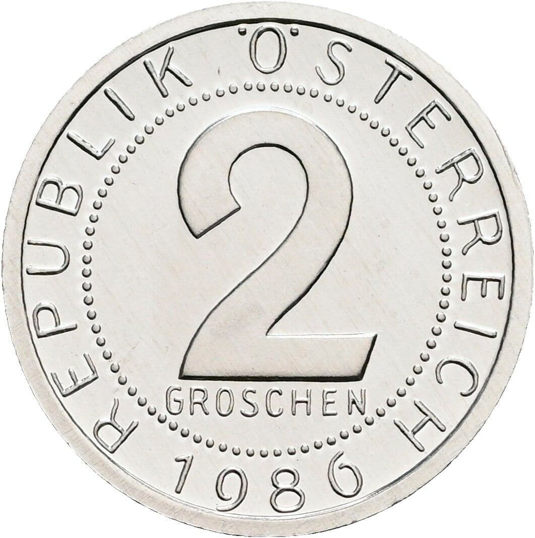 2 Groschen 1986 – Vorderseite