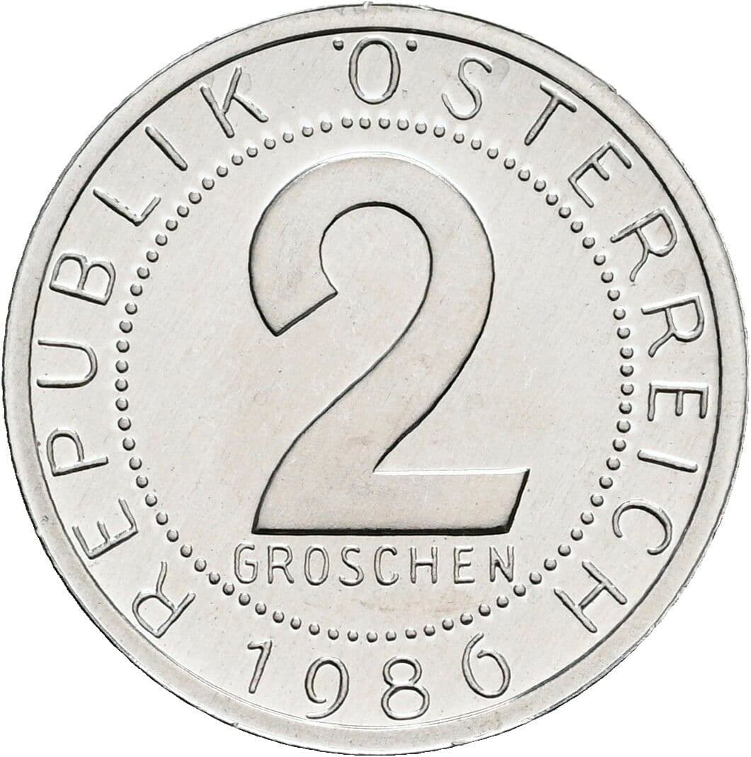 2 Groschen 1986 – Vorderseite