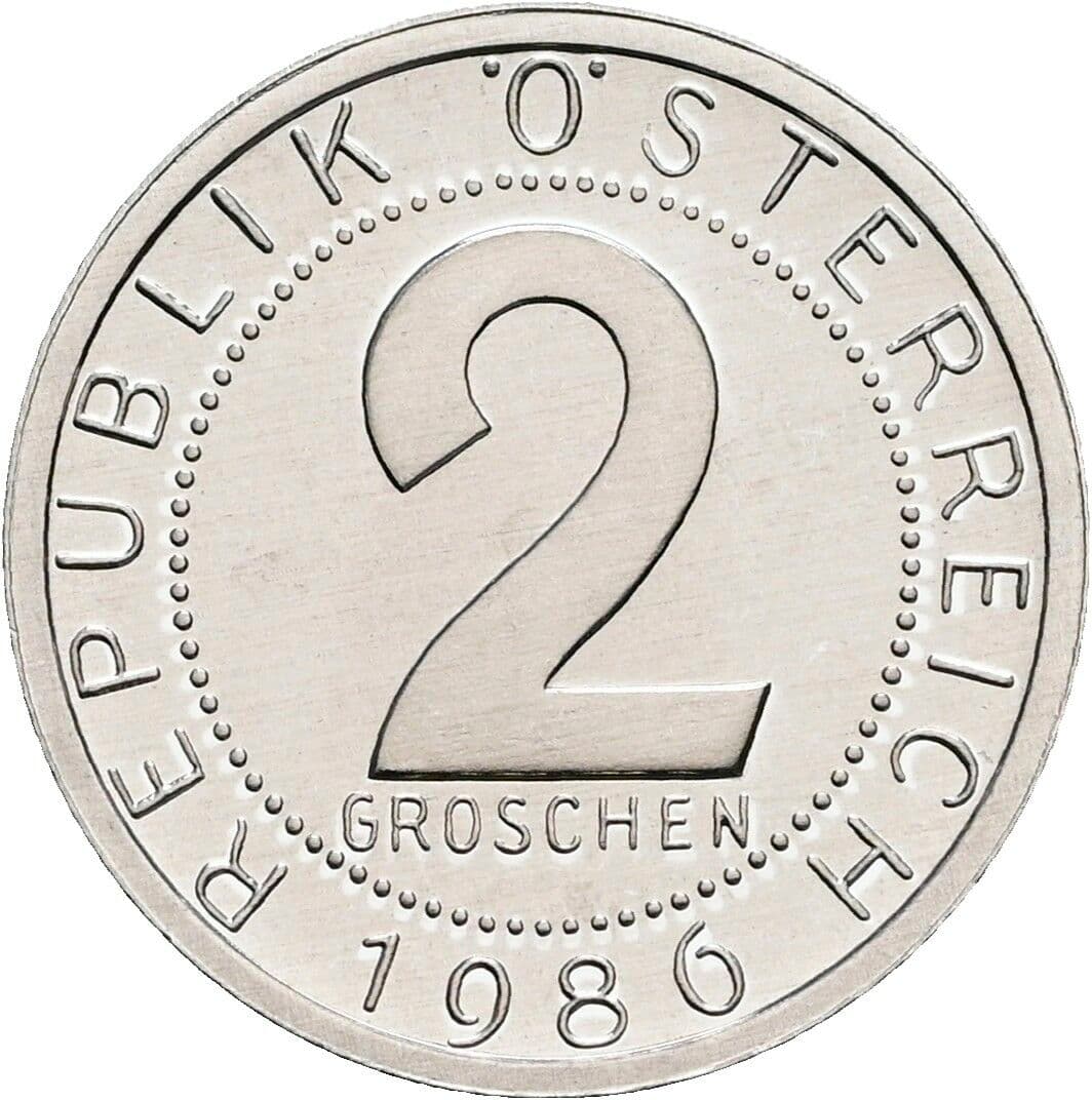 2 Groschen 1986 – Vorderseite