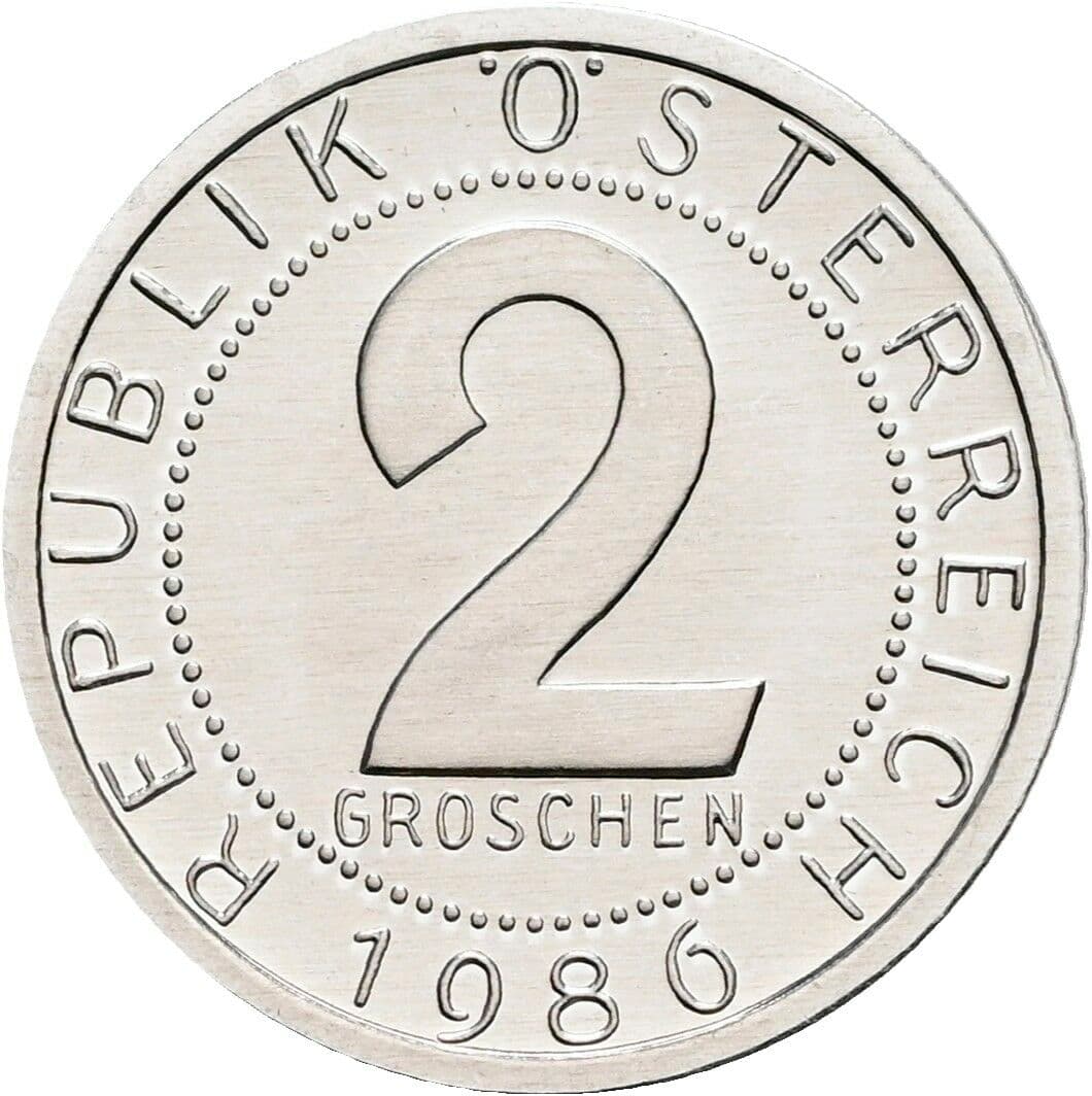 2 Groschen 1986 – Vorderseite