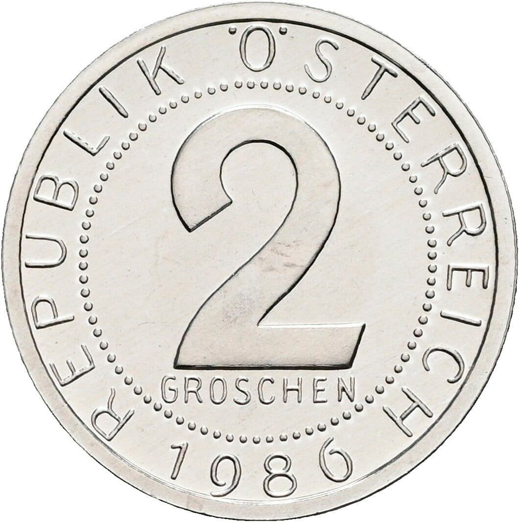 2 Groschen 1986 – Vorderseite