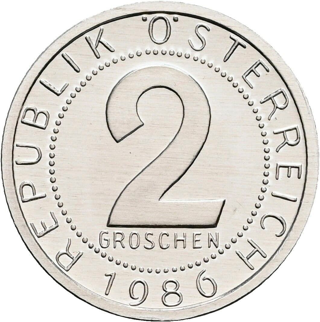 2 Groschen 1986 – Vorderseite
