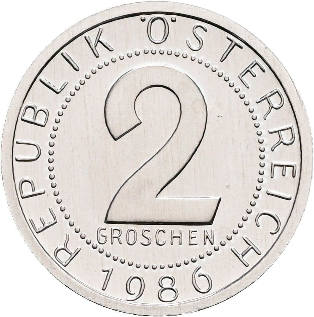 2 Groschen 1986 – Vorderseite