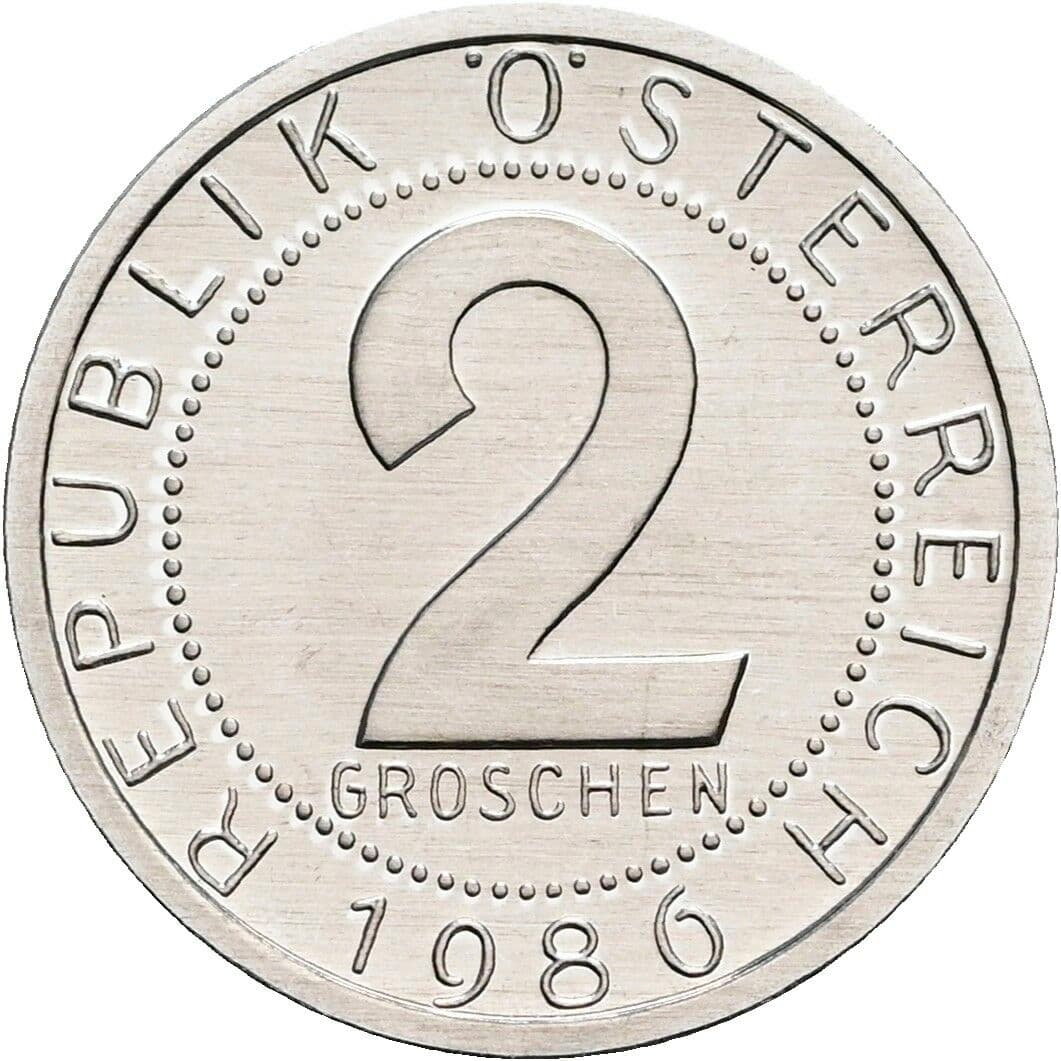 2 Groschen 1986 – Vorderseite