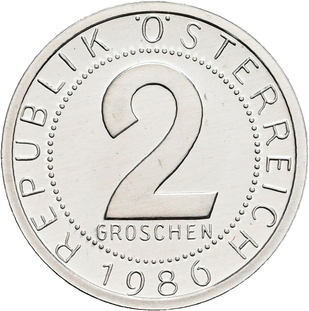 2 Groschen 1986 – Vorderseite