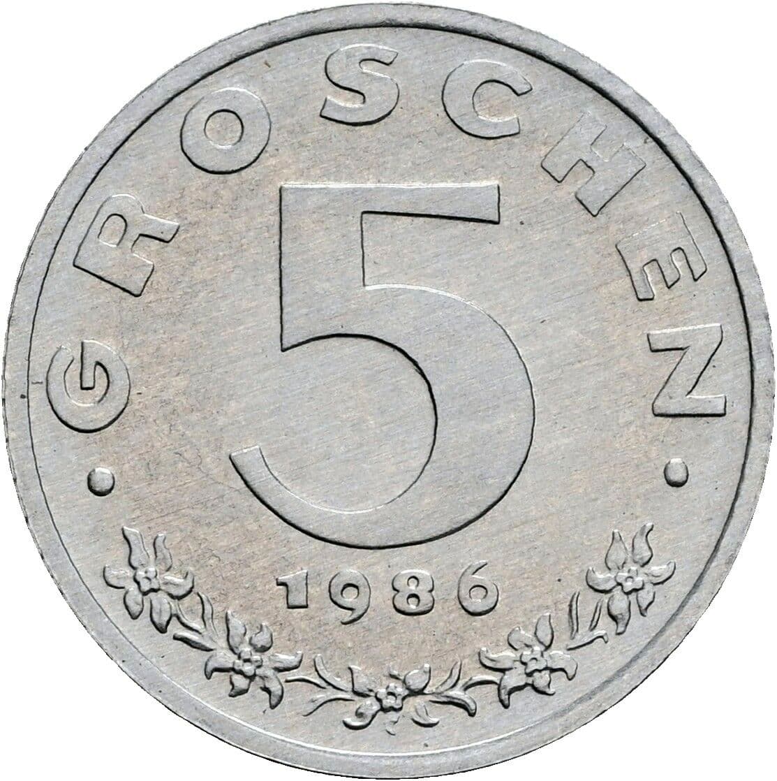 5 Groschen 1986 – Vorderseite