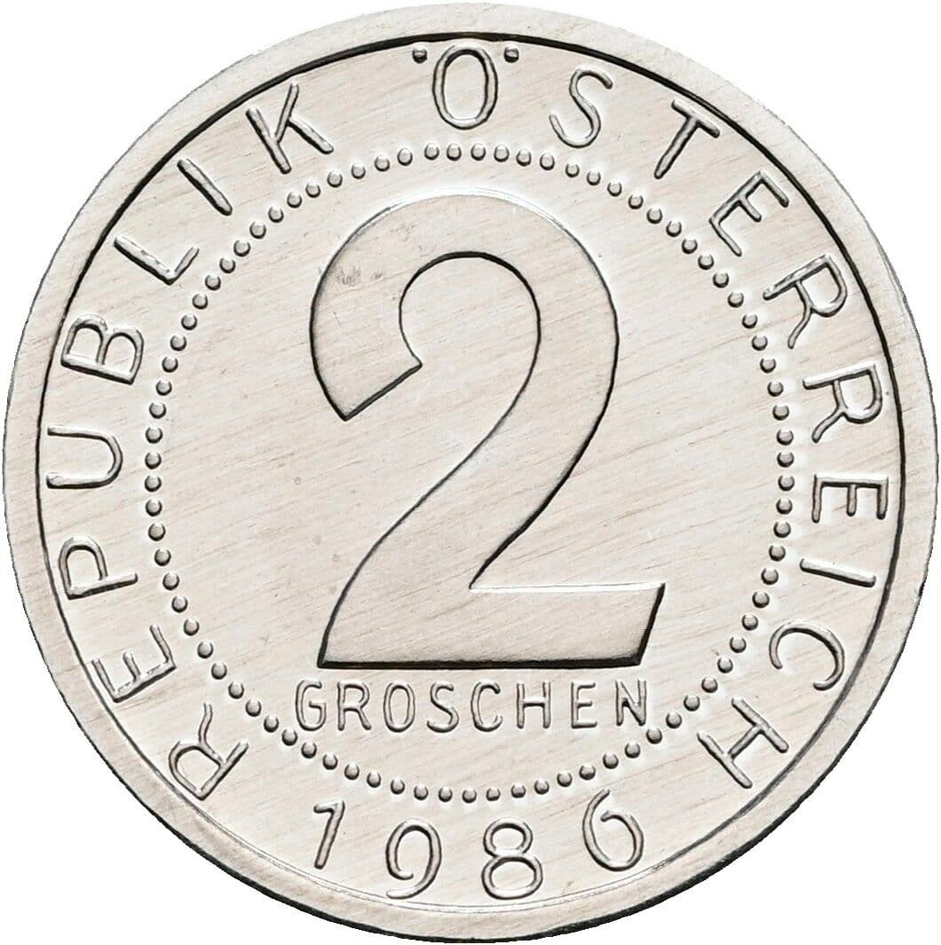 2 Groschen 1986 – Vorderseite