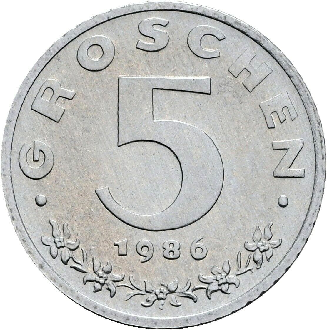 5 Groschen 1986 – Vorderseite