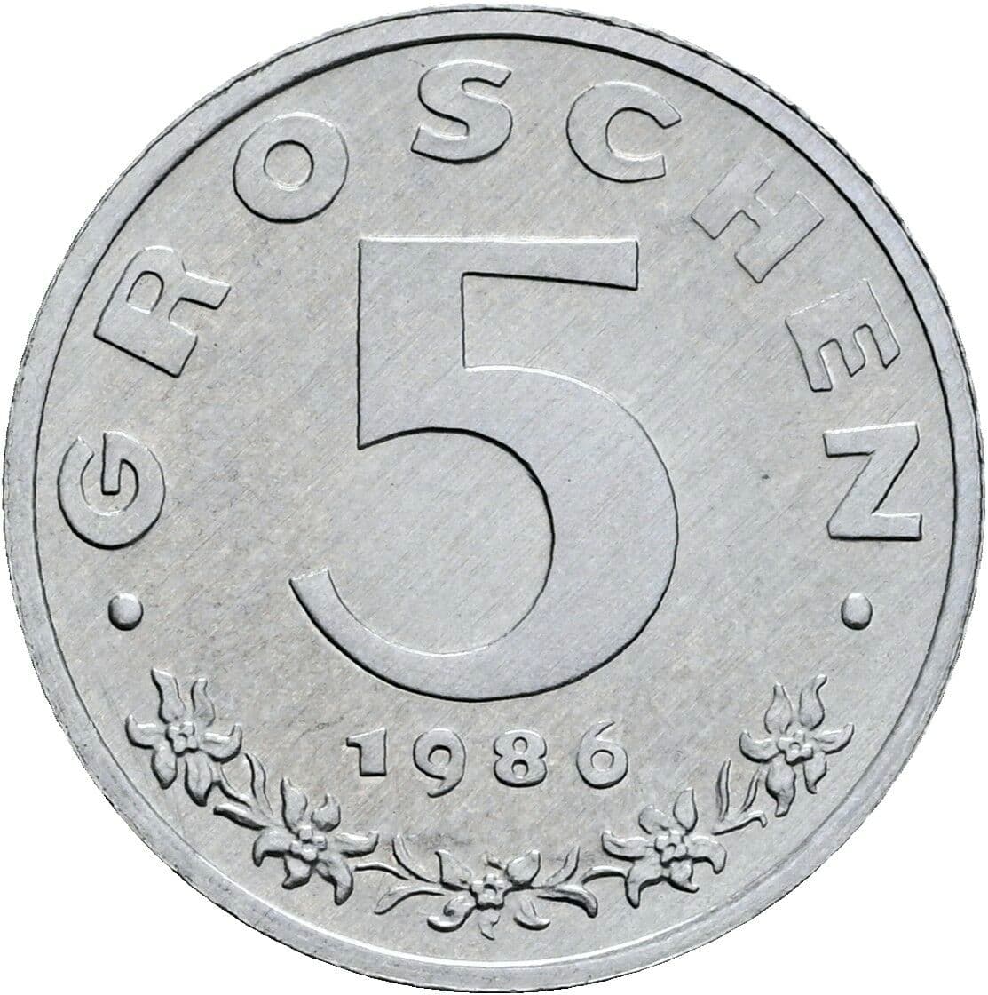 5 Groschen 1986 – Vorderseite