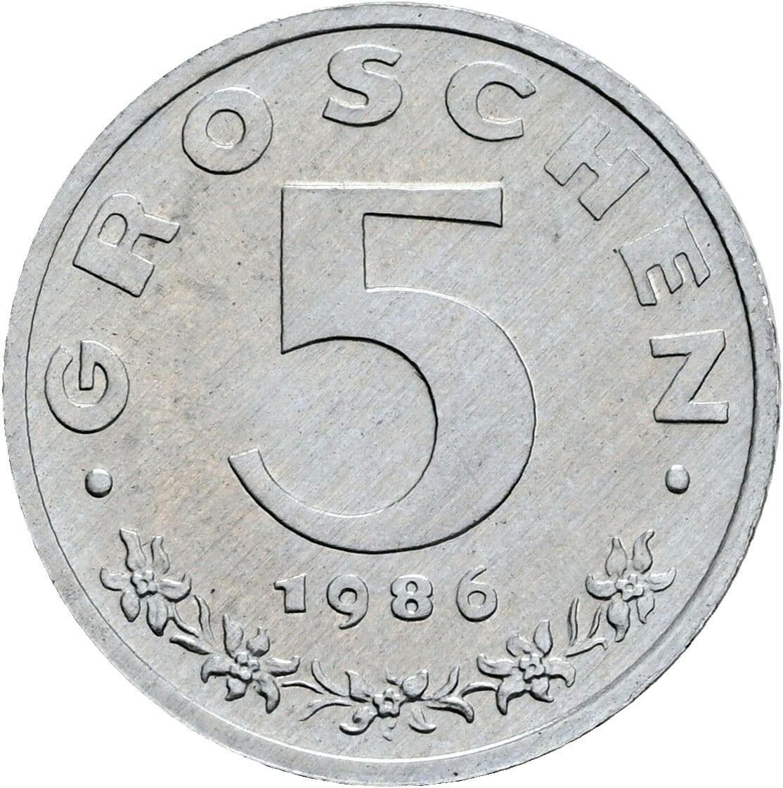 5 Groschen 1986 – Vorderseite
