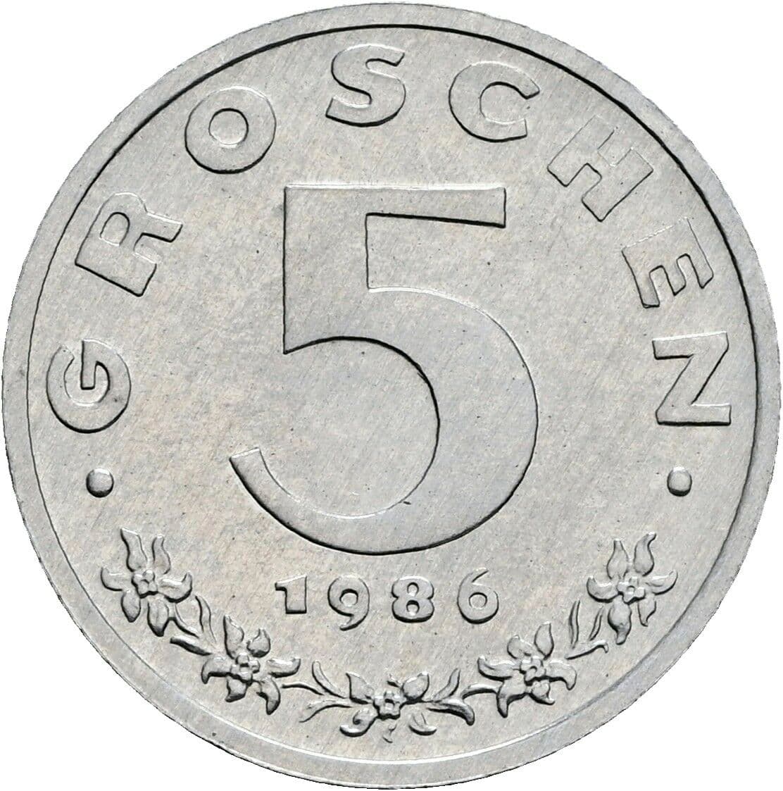5 Groschen 1986 – Vorderseite
