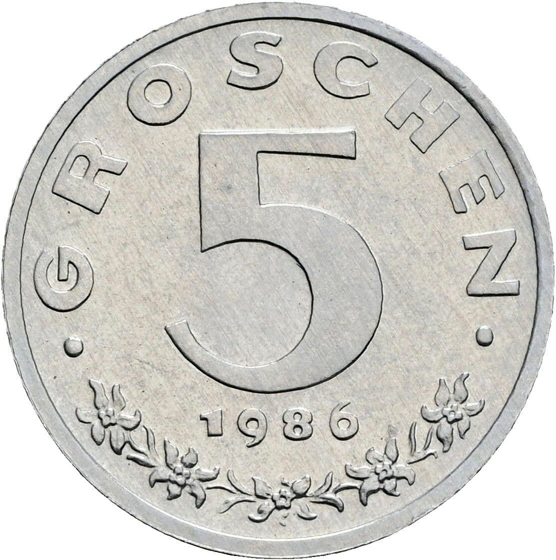 5 Groschen 1986 – Vorderseite