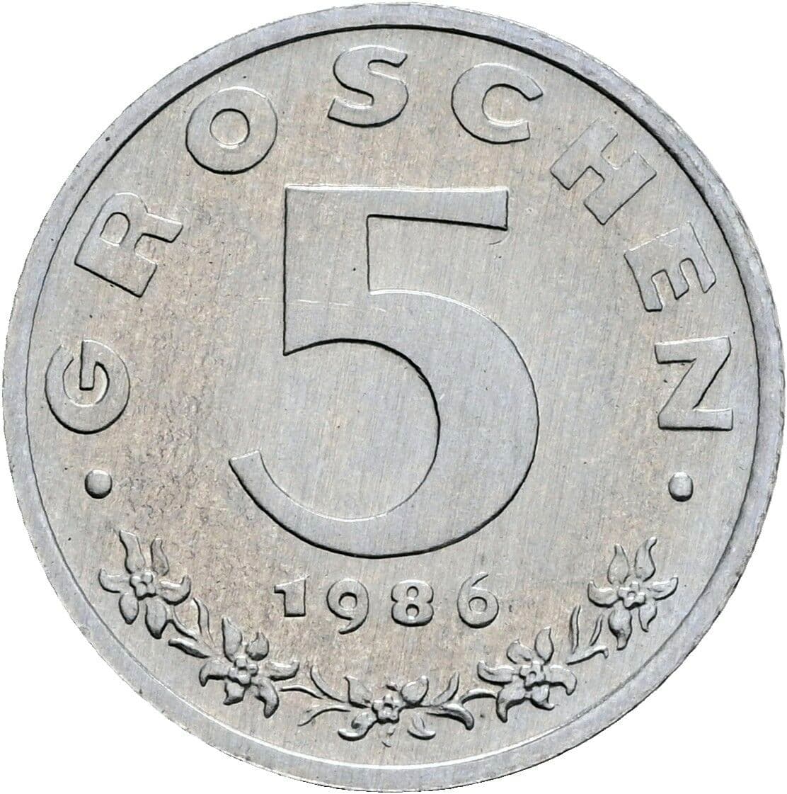 5 Groschen 1986 – Vorderseite