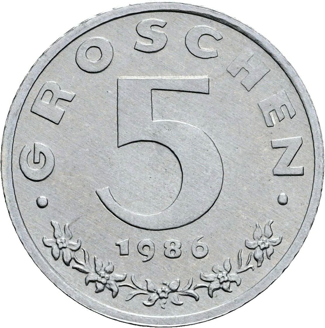 5 Groschen 1986 – Vorderseite